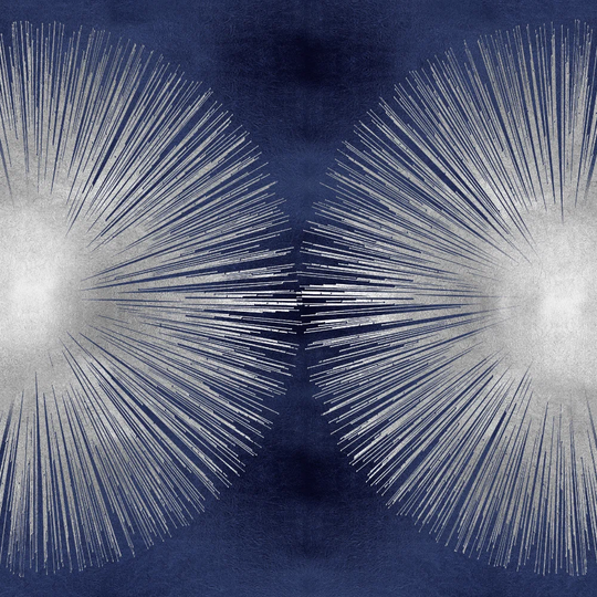Silver Sunburst on Blue II by Abby Young - Wrapped Canvas Art Prints