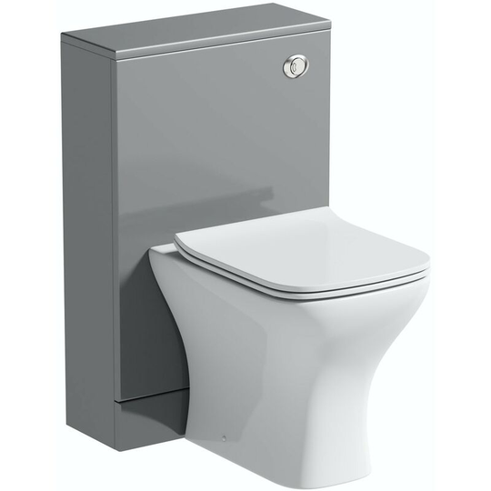 Orchard Derwent stone grey back to wall unit and square compact toilet with soft close slim seat - Grey