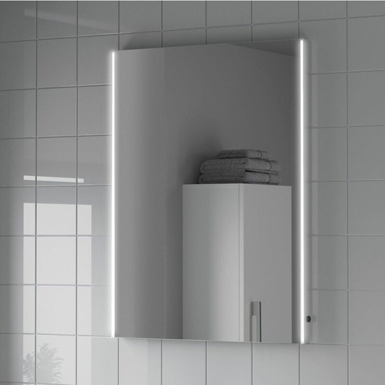Bathroom led Illuminated Demister Mirror Mains Power Modern IP44 600x800mm - Silver