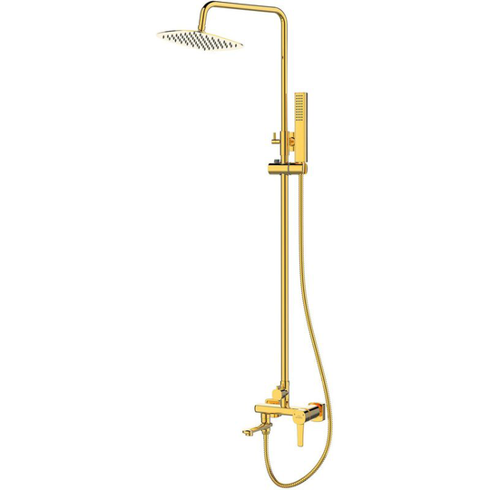 Gold Finishing Shower Set Rainfall Bathroom Mixer Tap Wall Column Handshower