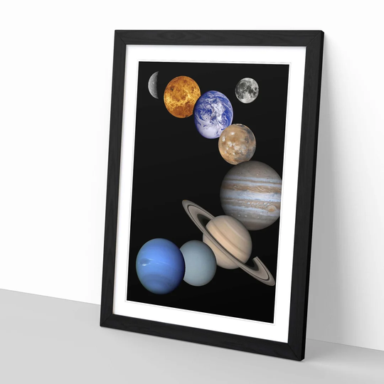 'Solar System Planets Space' Framed Graphic Art