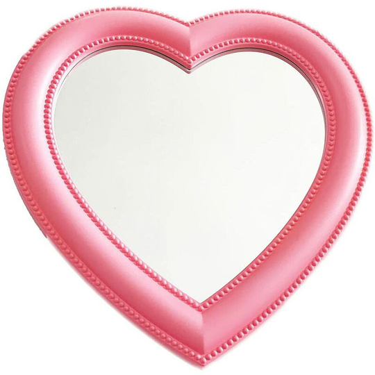 Makeup Mirror Heart Shape Mirror Tabletop Cosmetic Mirror Wall Hanging Mirror Pink