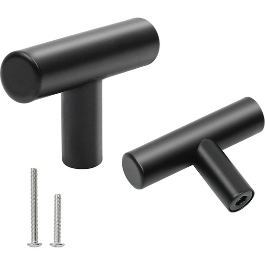 Set of 20 Kitchen Cabinet Handle, Drawer Knob Cupboard Door Black Stainless Steel