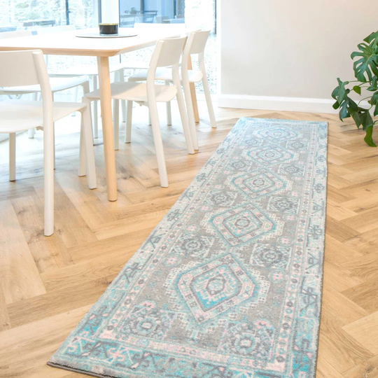 Blue Grey Vintage Oriental Rug