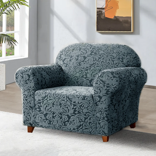 Damask Printed Stretch Box Cushion Armchair Slipcover