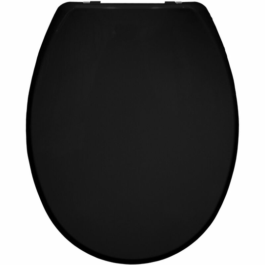 Traditional Toilet Seat Black Bathroom Round Bottom Fix Plastic Bemis Sta-Tite - Black