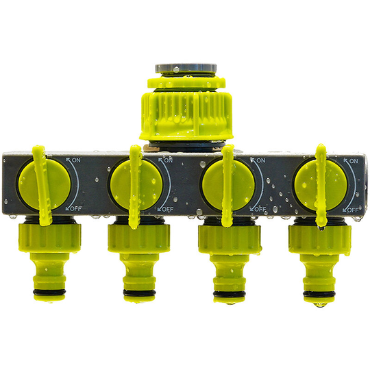 4 Way Garden Hose Splitters Faucet Diverter Tap Hose Connector Hose Pipe Splitter Water Distributor with 4 Individual On-Off Switch for Outdoor