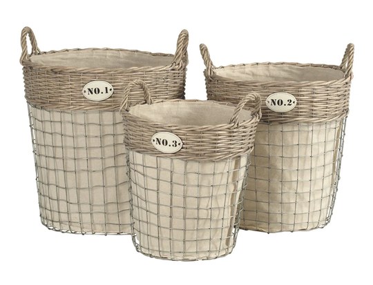 3 Piece Round Laundry Basket Set