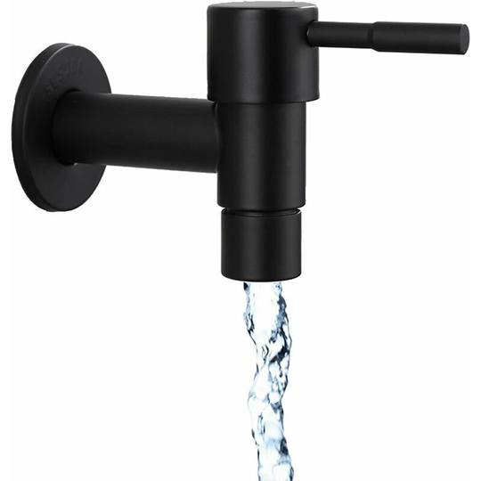 Morejieka - Kitchen Sink Faucet Black Quick Unique Cold Faucet Bathroom Stainless Steel Faucet Full Air Faucet Wall Wall Washing Machine Faucet for