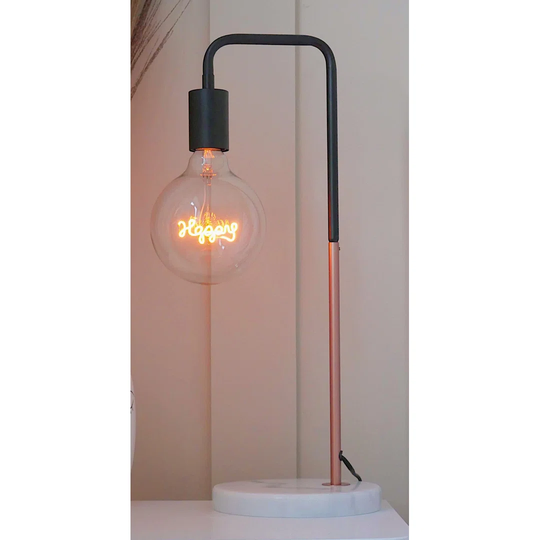 Stonesfield 51Cm Black/Copper Desk Lamp Set with Outlet