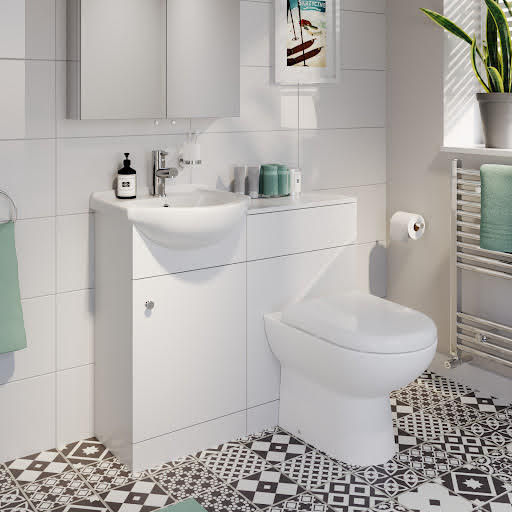 Alpine Toilet & Basin Vanity Unit - Flat Pack Matte White 910mm