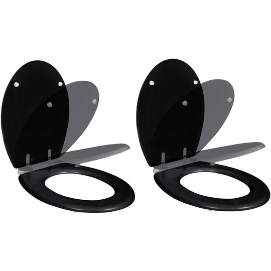 Toilet Seats with Soft Close Lids 2 pcs mdf Black - Black