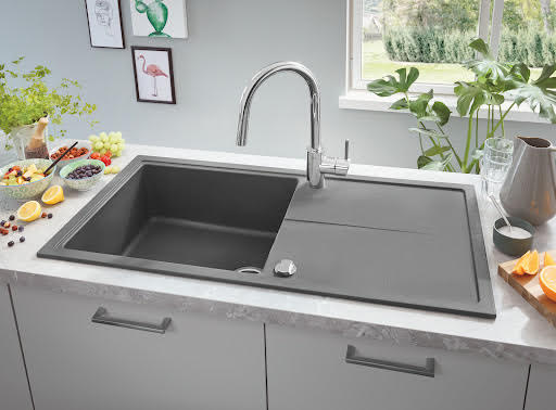 Grohe K400 Granite Grey 1.0 Composite Inset Kitchen Sink - Drainer & Waste 1000 x 500mm