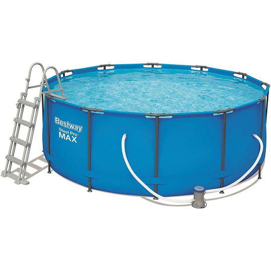 DP - bestway round swimming pool outdoor steel max water fun kids 48 inch deep 12FT + filter pump