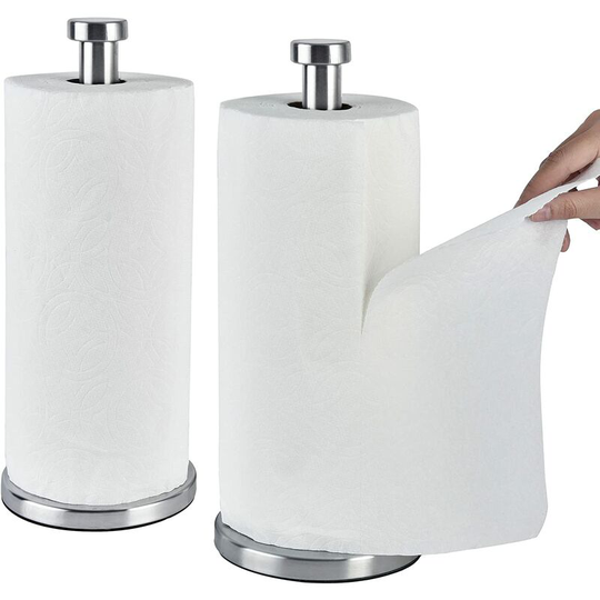 2 Pack Stainless Steel Paper Towel Holder, Countertop Paper Towel Holder, Standing Paper Towel Holder for Kitchen Bedroom Bathroom 13.4', Kitchen