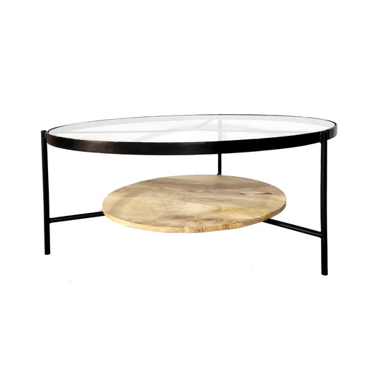 Timko Round Side Table With A Shelf
