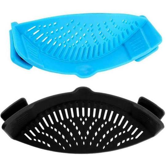 2 Pieces Universal Silicone Clip-On Food Strainer Heat Resistant Dish Drainer Strainer Vegetable Kitchen Gadgets Spaghetti Noodles Pasta Ground Beef