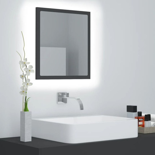 Led Bathroom Mirror Grey 40x8.5x37 cm Chipboard