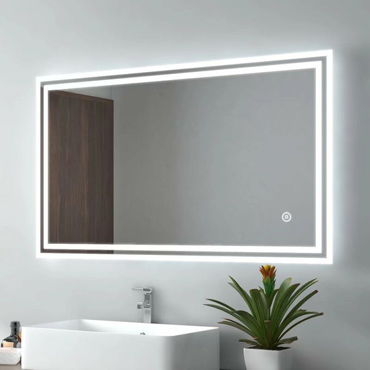 Wall Mounted Illuminated led Bathroom Mirror with Lights 700x1000mm Touch Control Anti-Fog - 700x1000mm/Touch+Demister - Emke