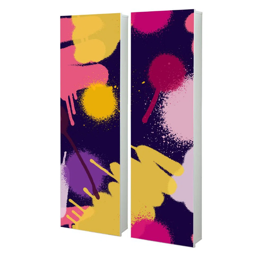 Fabiene This multi -talented shoe cabinet features a graffiti motif