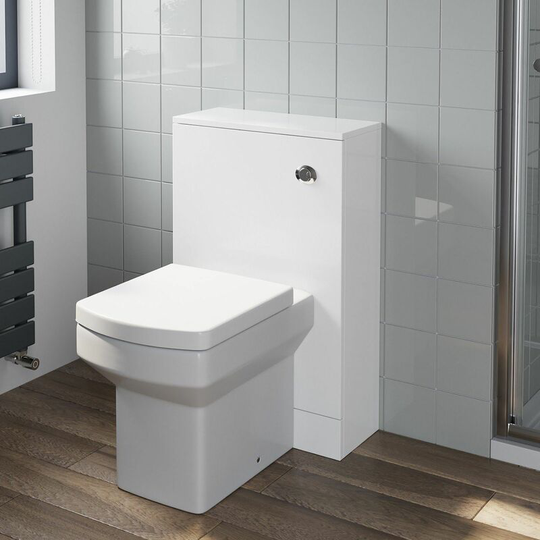 Gloss White Concealed Cistern Unit Royan Toilet Bathroom Flat Pack 500 x 300mm - White