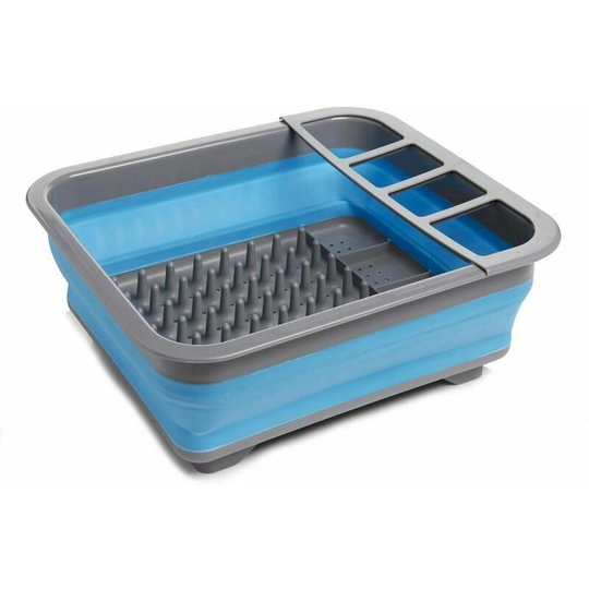 Geezy - Collapsible Folding Silicone Dish Drainer Camping Caravan Boat Drying Rack - assorted
