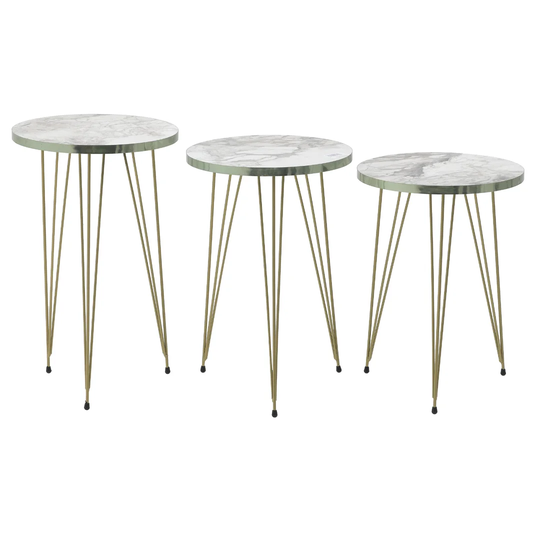 Shellson Metal/Melamine Table White Marble Look