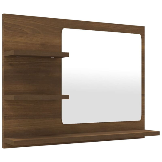 Bathroom Mirror Brown Oak 60x10.5x45 cm Engineered Wood Vidaxl Brown