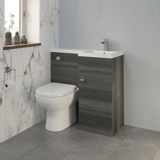Aurora Toilet & Basin Vanity Unit Combination with Door - 900mm Charcoal Grey Right Hand