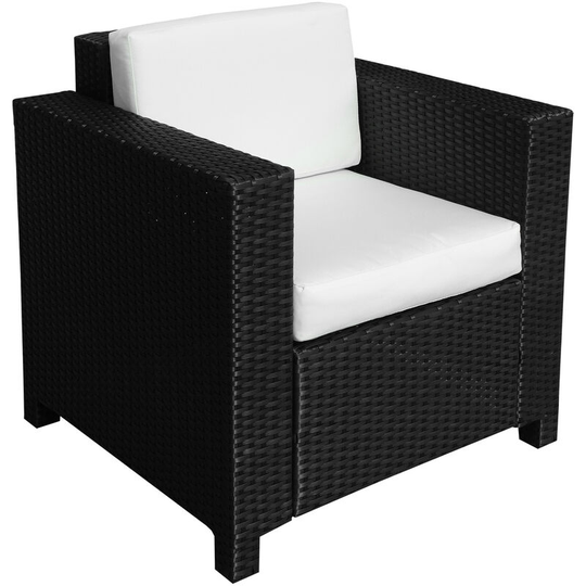 Garden Patio Rattan Wicker Furniture Single Cube Chair Sofa Outdoor Black - Black