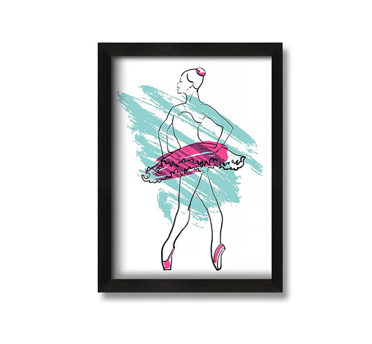 Blue Pink Ballerina 1 - Picture Frame Painting on Canvas
