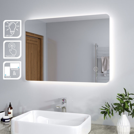 ELEGANT 700 x 500mm Modern Backlit LED Illuminated Bathroom Mirror with Touch Switch (4PCS)