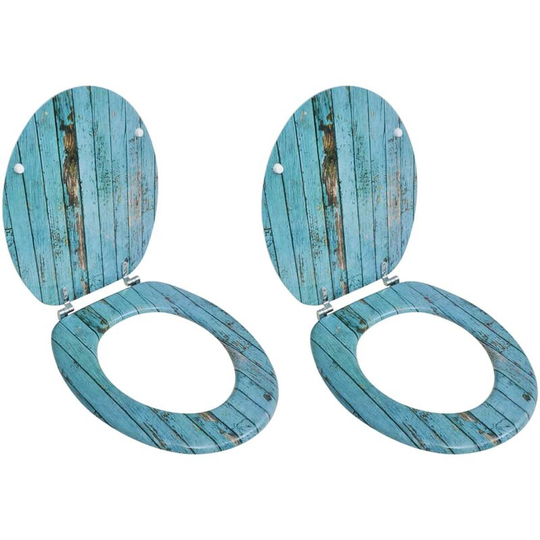 Toilet Seats with Lids 2 pcs MDF Old Wood - Multicolour