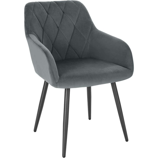 Set of 1pcs Kitchen Dining Chairs Velvet Armchairs with Metal Legs Dark Grey - Dark Grey - Woltu
