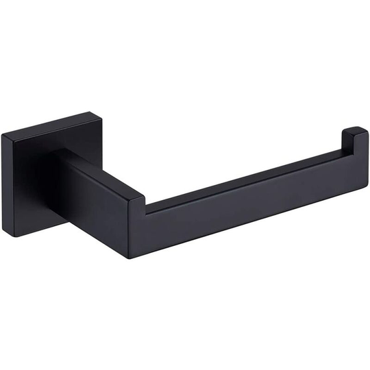 Toilet Paper Holder Matte Black, Toilet Tissue Roll Holders Dispenser and Hangers Wall Mounted for Bathroom & Kitchen, Stainless Steel Modern Square