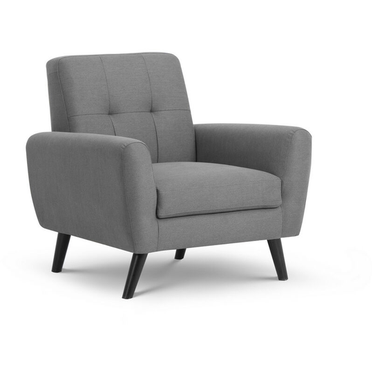 Orpha Retro Scandi Style Armchair Grey Linen Fabric Chair