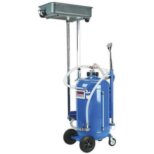 AK462DX Mobile Oil Drainer with Probes 80L Cantilever Air Discharge - Sealey