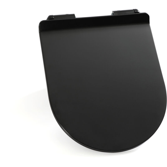 Milano Nero - Modern Black Top Fix Quick Release Soft Close Toilet WC Seat - 360mm x 445mm