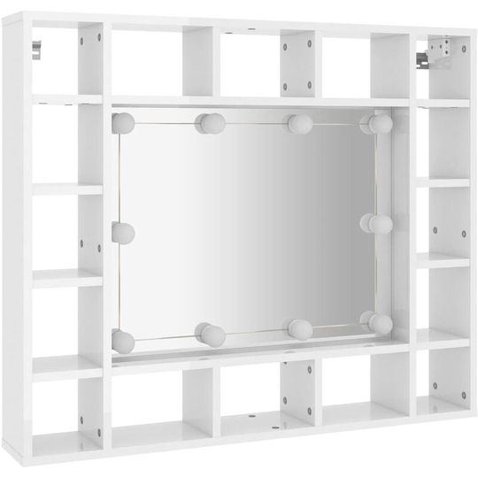 Mirror Cabinet with led High Gloss White 91x15x76.5 cm Vidaxl White
