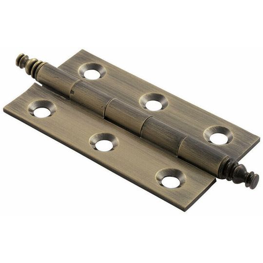 Pair 64 x 35 x 2mm Finial Cabinet Hinge Antique Brass Decorative Cupboard