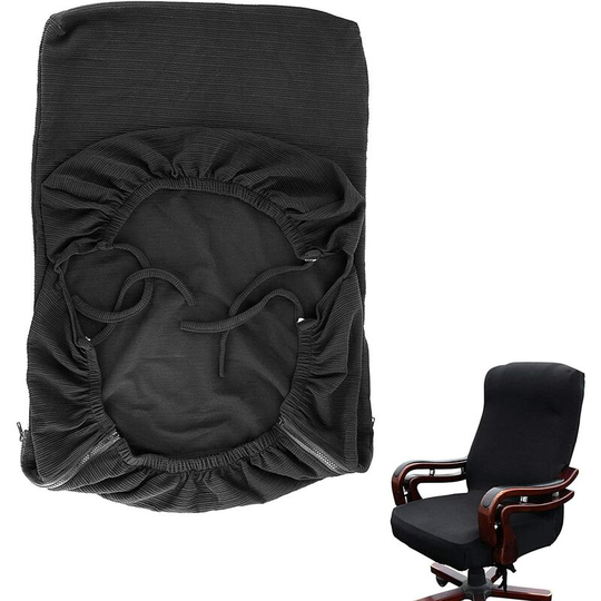 Simple and modern cover in resistant elastic fabric for chair/office armchair with armrests, black, Size l