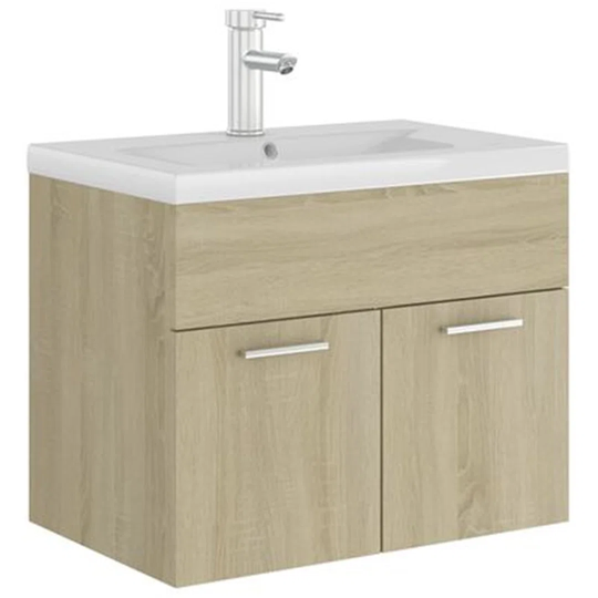Sink Cabinet With Built-In Basin Sonoma Oak Engineered Wood