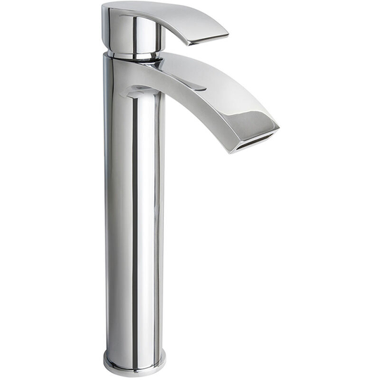 NRG - Tall Chrome Basin Sink Mixer Tap Bathroom Faucet with Curved Spout