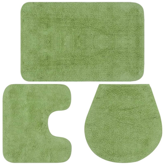 Hommoo - Bathroom Mat Set 3 Pieces Fabric Green