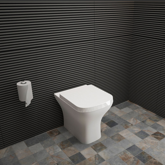 Aica Sanitär - btw Square Toilet Back To Wall Ceramic Pan Cloakroom Soft Close Seat Bathroom wc Modern - White