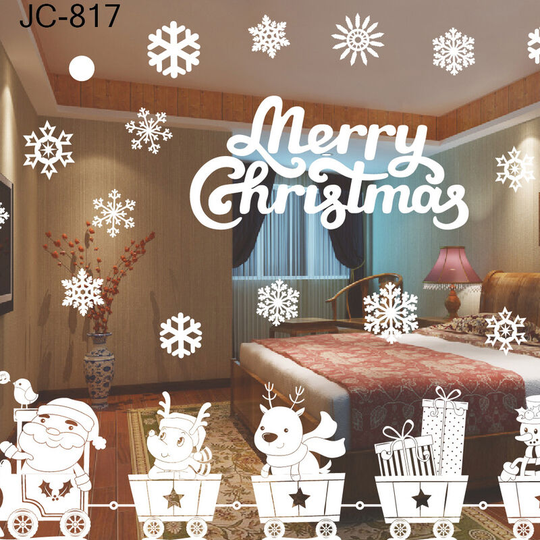 Glue-free Static White Snowflake Elk Santa Sticker Glass Decorative Window Sticker Christmas Sticker Decoration Snowman,5 - 5