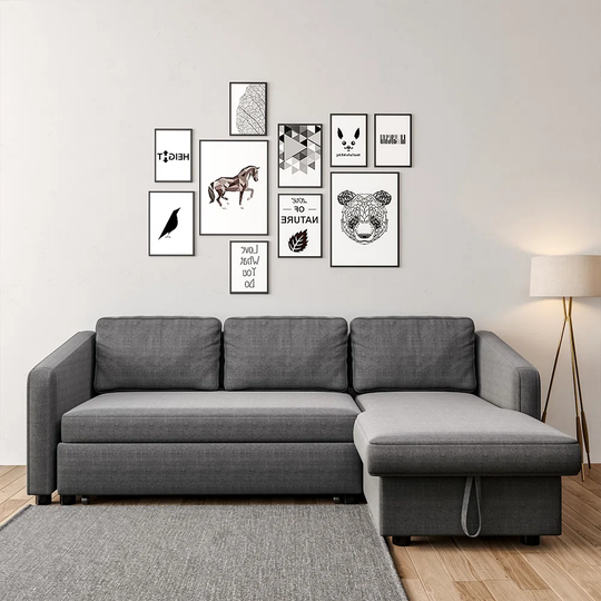 Hennebery 215Cm Linen Square Arm Sofa Bed