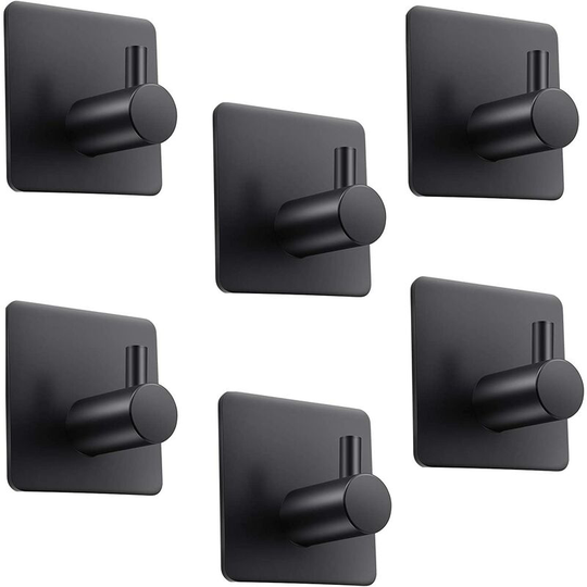 Adhesive Hook,6 Pieces Adhesive Hook Bathroom Adhesive Hook Kitchen Towel Hook White Adhesive Hook Adhesive Hooks Black Adhesive Hook Self Adhesive