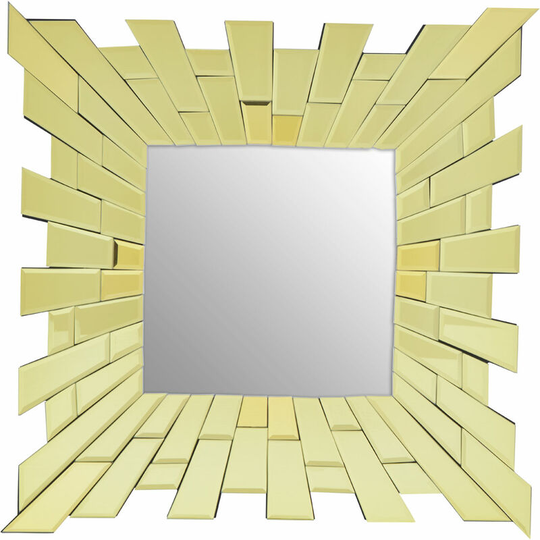 Wall Mirror Bathroom / Bedroom / Hallway Wall Mounted Mirrors With Matte Gold Finish / Minimalistic Square Mirrors For Living Room 1 x 60 x 60