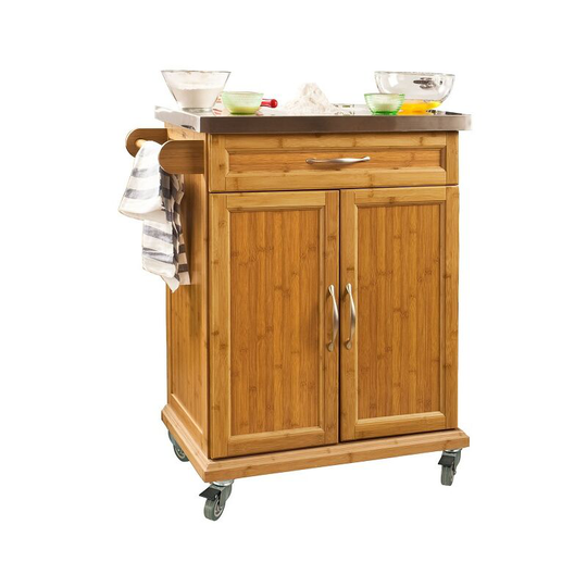 Kitchen Storage Cabinet, Kitchen Island Trolley Rubber Wheels,FKW13-N - Sobuy